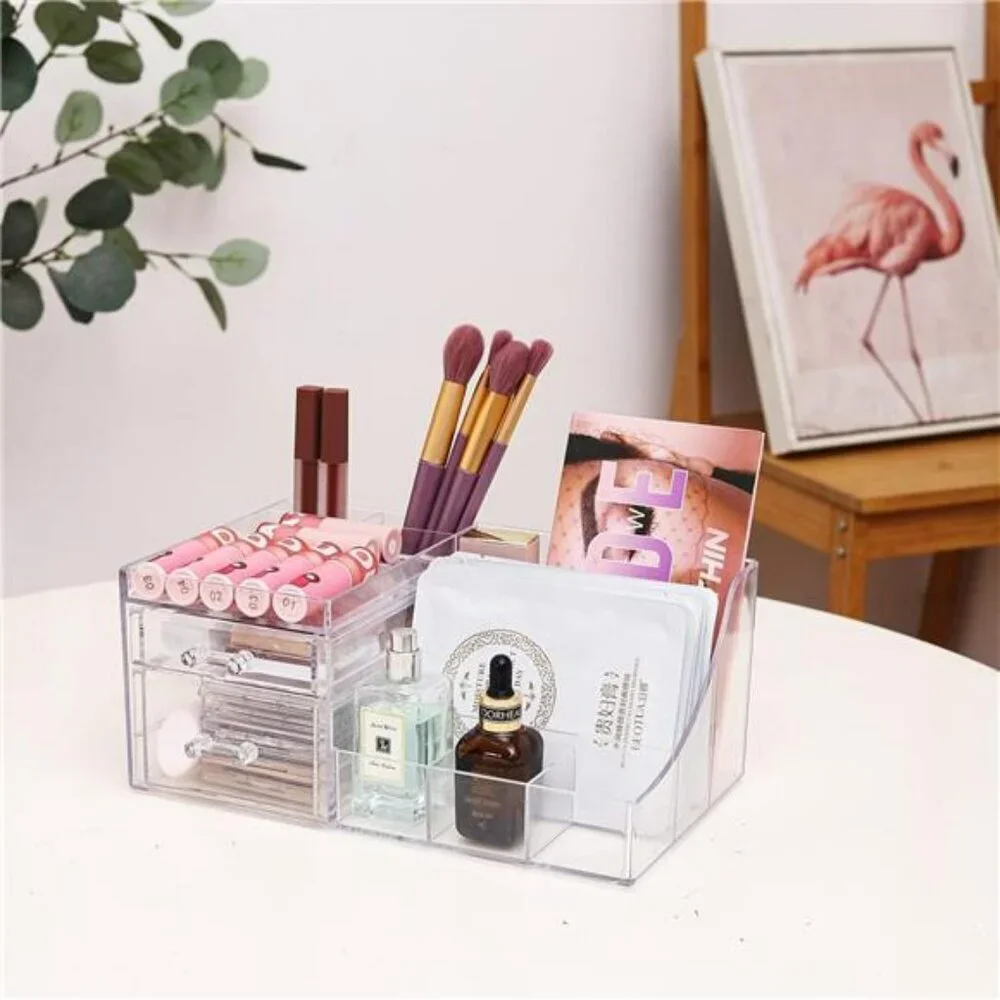 Clear Acrylic Makeup Organizer Stackable Vanity Skincare Drawer Storage